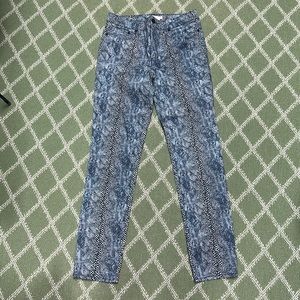 Tory Burch stretch denim jean in snake print